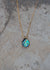 venetian box chain necklace in 14k gold fill with green blue iridescent vintage abalone droplet pendant.