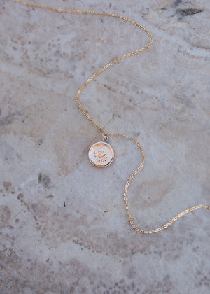 Another view of the Paua abalone necklace back with a moon & star stamp