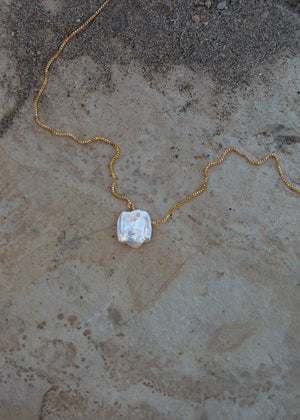 Alternate view of Seraphine keishi pearl and gold necklace.